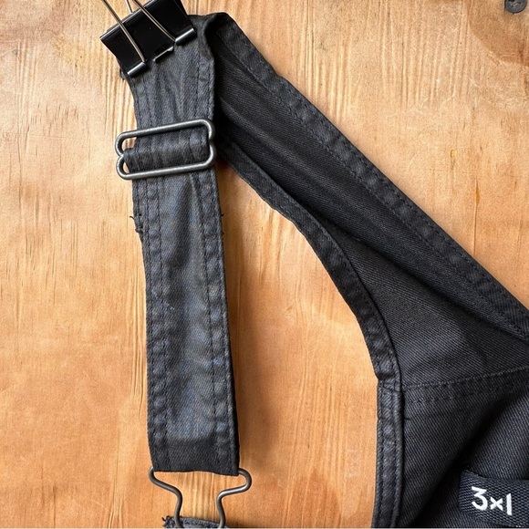 3x1 Black Denim Waxed Shiny Skinny Overalls - Picture 12 of 16